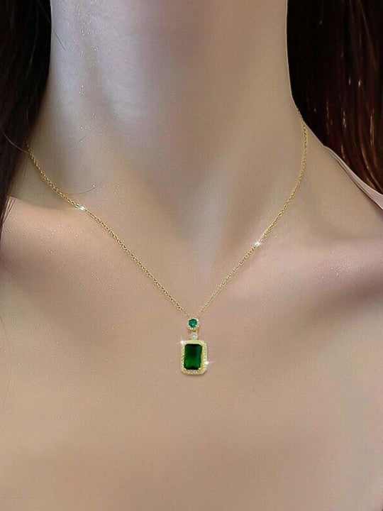 Collar Retro Zircon Verde