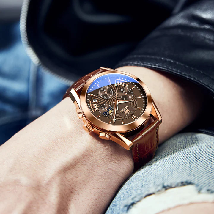 Reloj Cronógrafo de Lujo | Reloj Multifuncional con Correa de Cuero