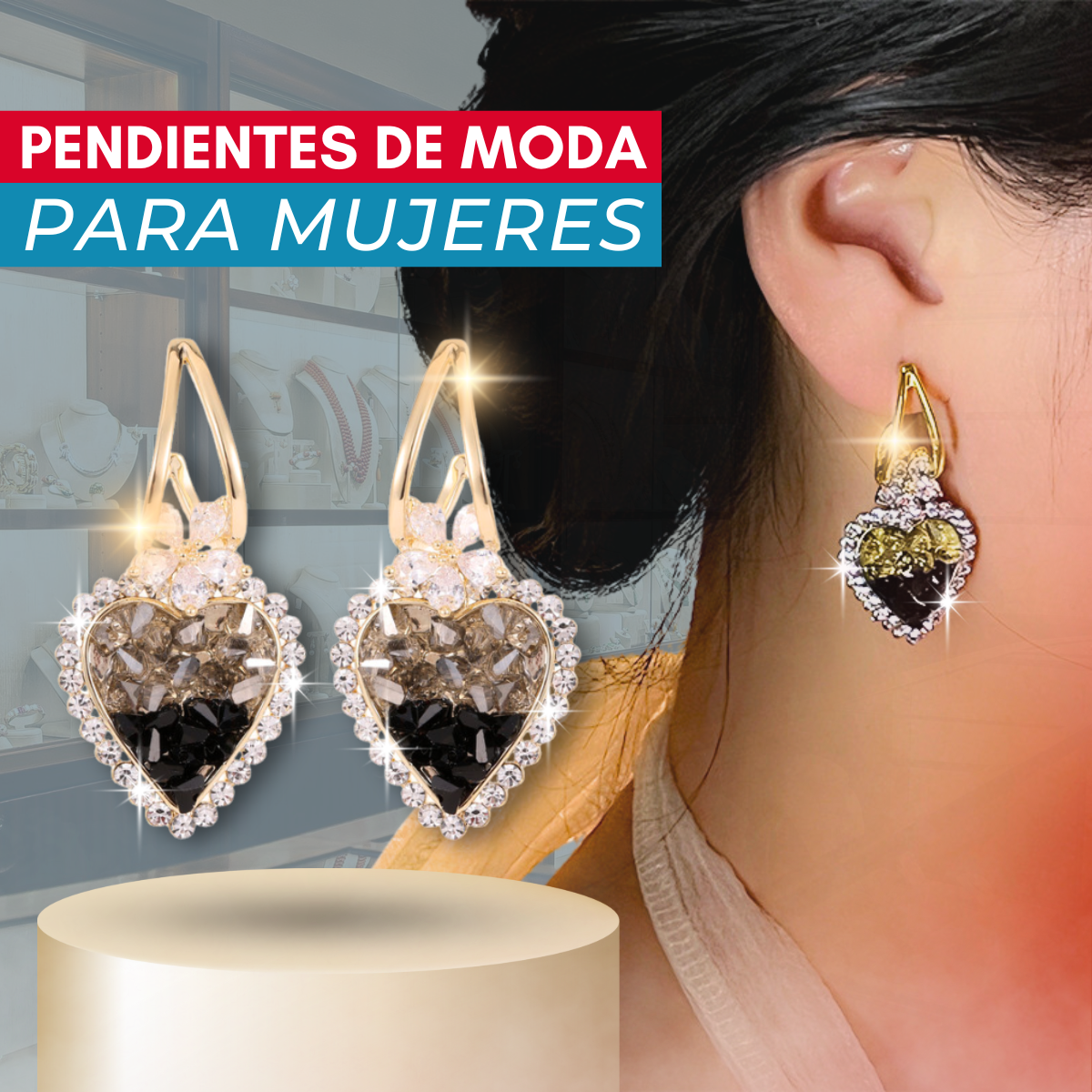 Pendientes Corazón Cristal Estrella