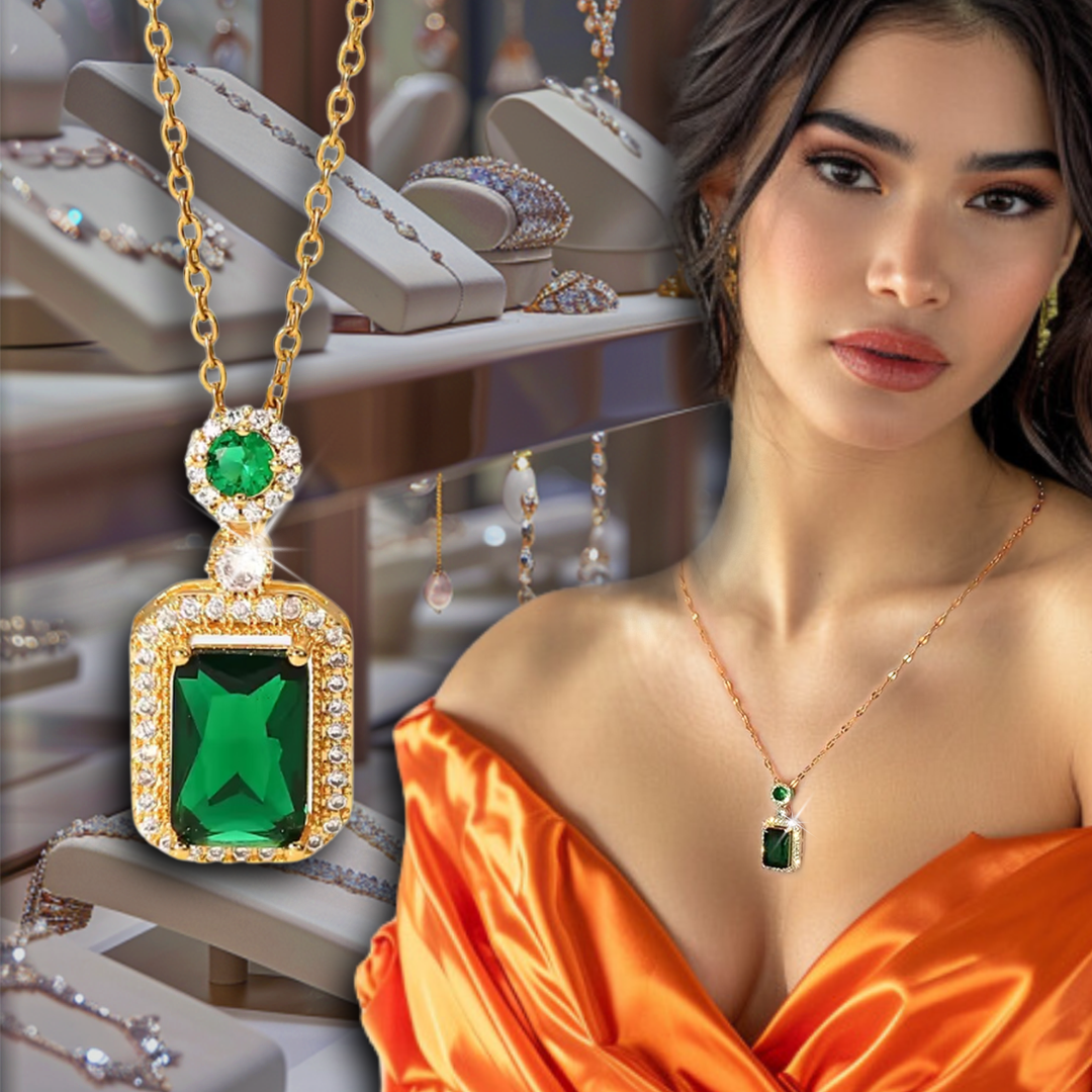 Collar Retro Zircon Verde