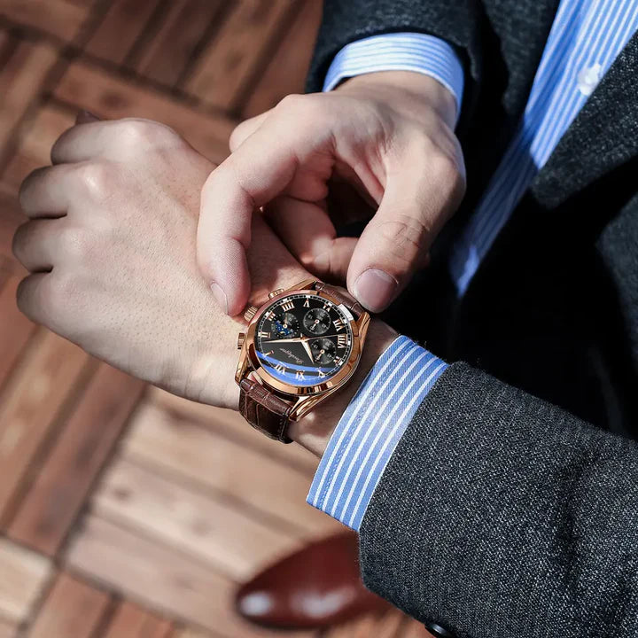 Reloj Cronógrafo de Lujo | Reloj Multifuncional con Correa de Cuero
