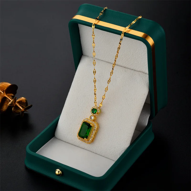 Collar Retro Zircon Verde