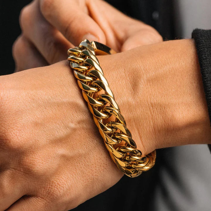 Pulsera de Eslabones Cubanos para Hombre | Joyería de Cadena de Acero Inoxidable