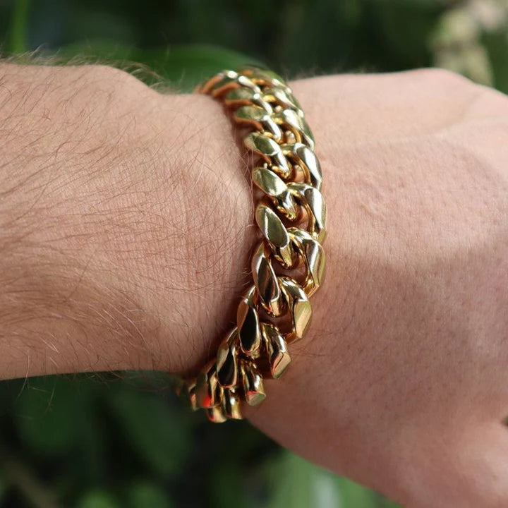 Pulsera de Eslabones Cubanos para Hombre | Joyería de Cadena de Acero Inoxidable