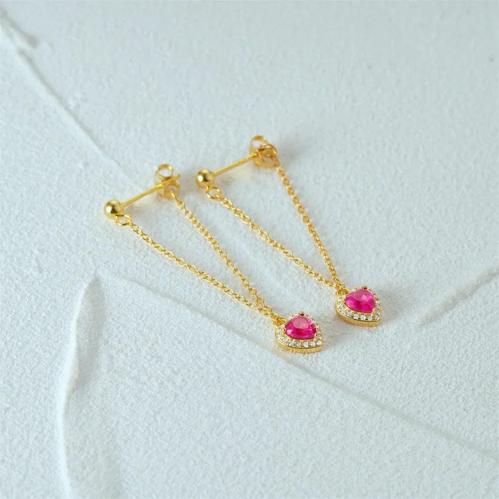 Pendientes Tassel Corazón de Plata