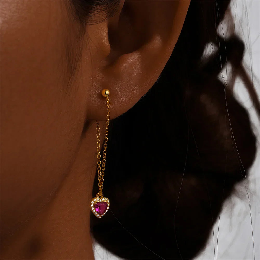 Pendientes Tassel Corazón de Plata