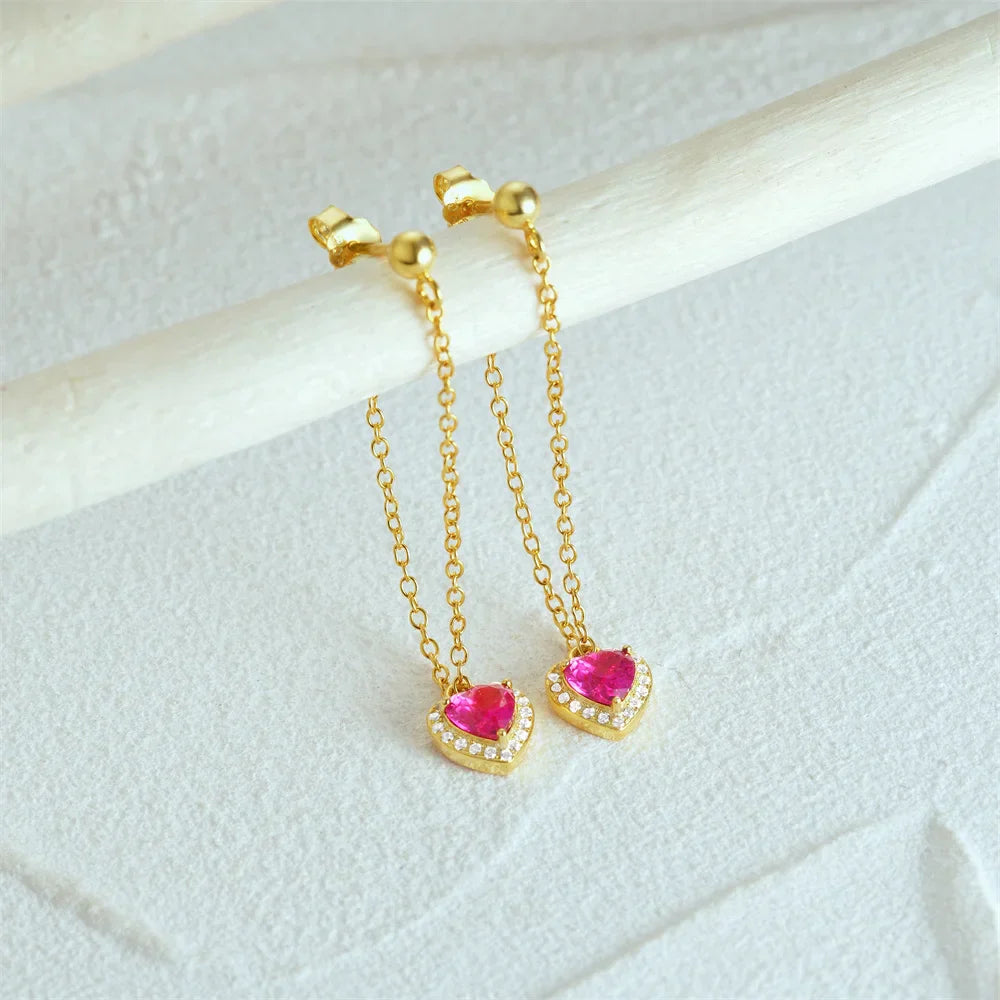 Pendientes Tassel Corazón de Plata