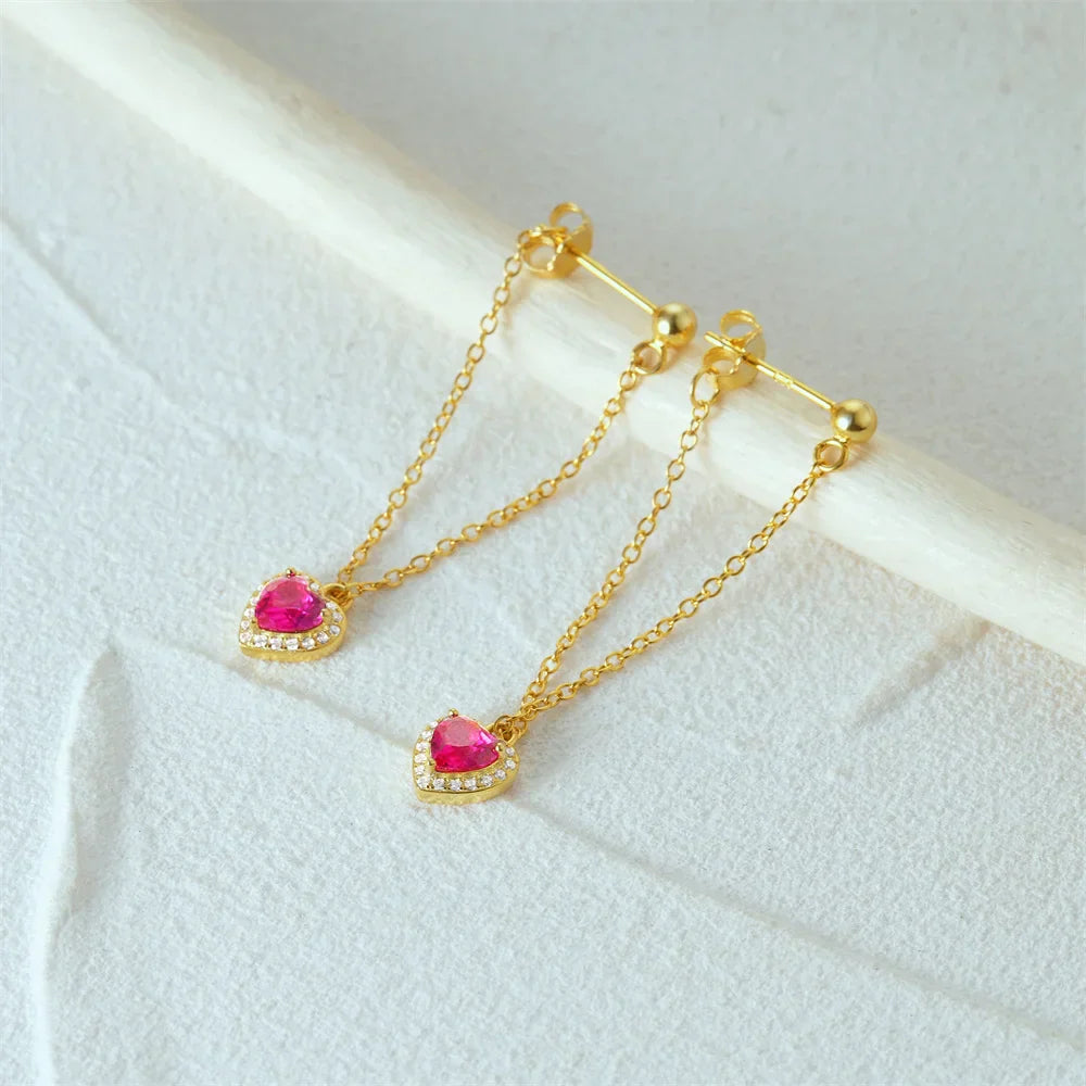 Pendientes Tassel Corazón de Plata