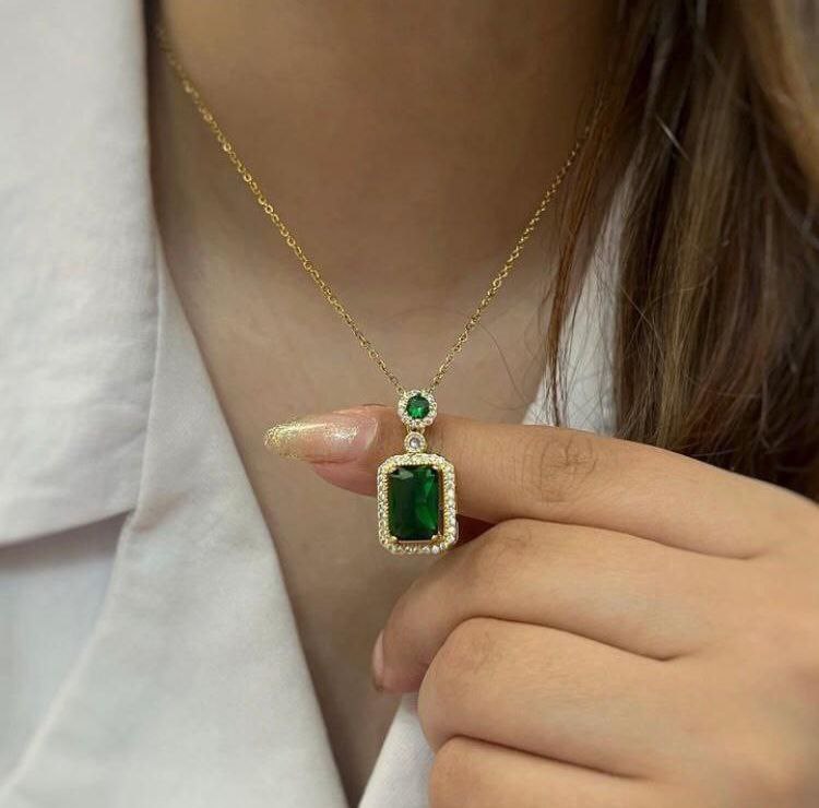 Collar Retro Zircon Verde