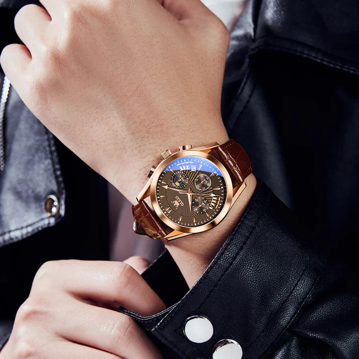 Reloj Cronógrafo de Lujo | Reloj Multifuncional con Correa de Cuero